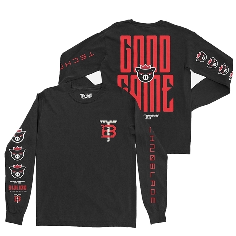 Men's T-Shirts Rip Technoblade Miss You Technoblade Long Sleeve T shirt 2D Summer Harajuku Mens T-shirts Short Sleeves Mens Tshirt Clothing 22090