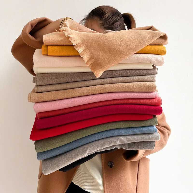 Winter Warm Solid Thick Cashmere Scarf for Women Large 70200cm Pashmina Shawl Wraps Bufanda Female with Tassel Scarves W251021