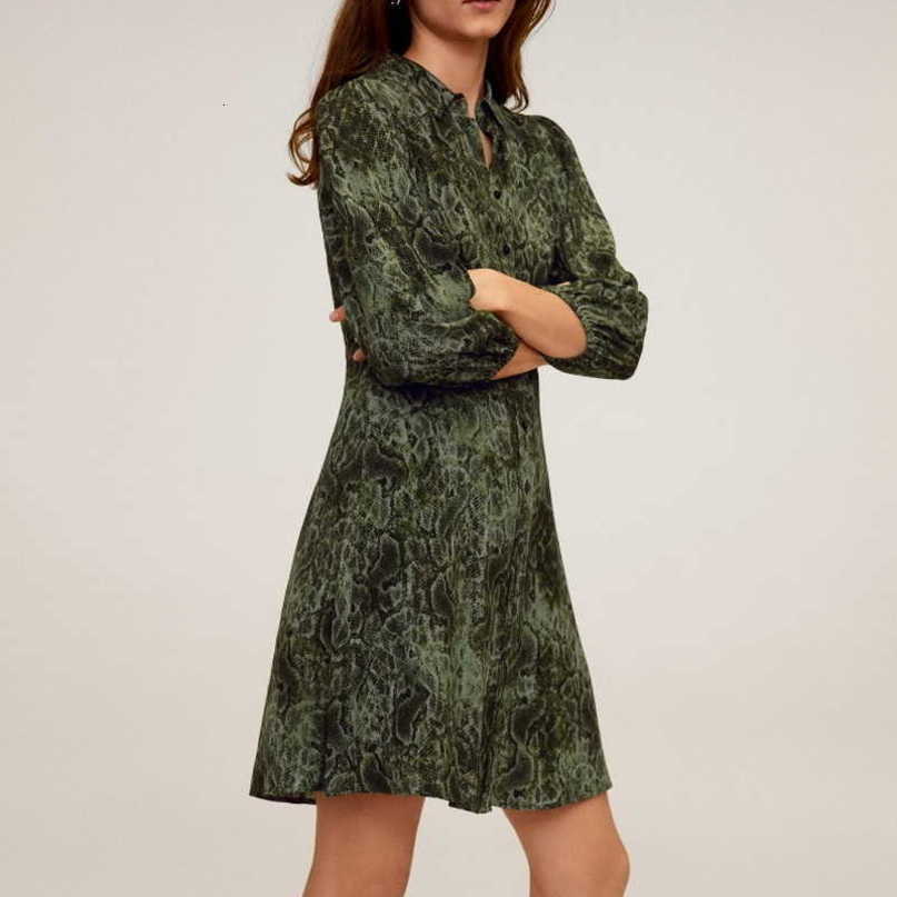 Dress Spring Animal Snake Skin Prints Long Sleeve Women Mini Dresses 210602