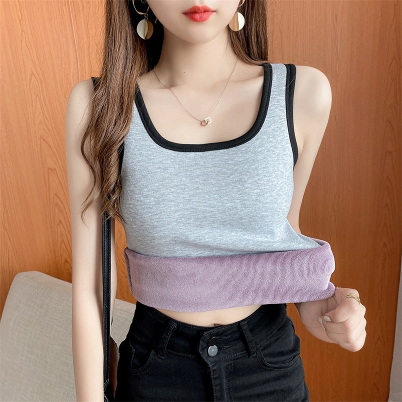 Camisoles Tanks Women Thicken Plus Velvet Keep Warm Thermal Underwear Seamless Body Sculpting Elastic Lingerie Back Closure Tank Top 230413