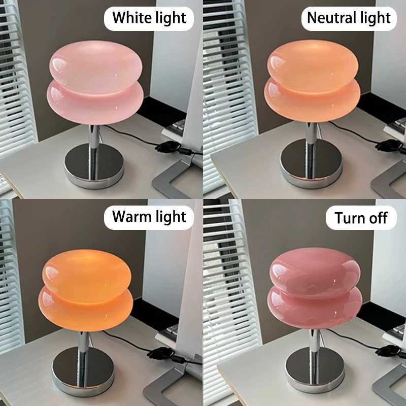 Nordic Bauhaus Macaron Glass LED Desk Lamp DimmingAtmosphere Lamps Eye Protection Night Lighting Girl Bedroom Bedside Decor C251115