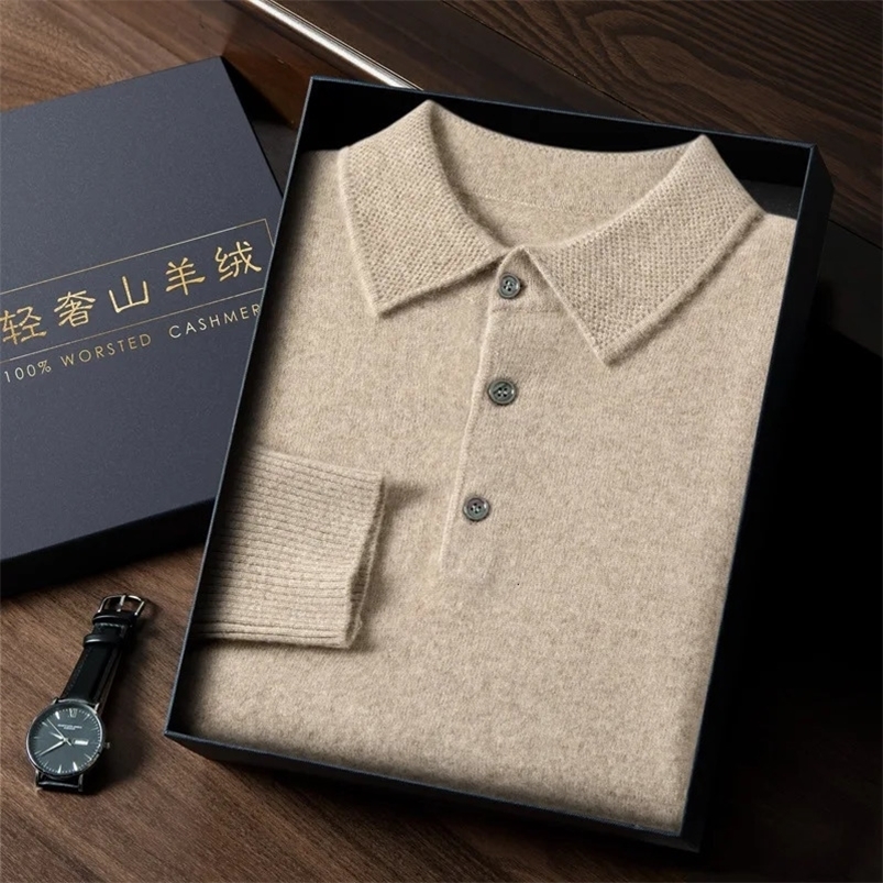 Ordos Cashmere Sweater Mens Clothing Large Size Autumn Winter Polo Collar Casual Knit Pullovers Male Warm Jumper Tops 250222