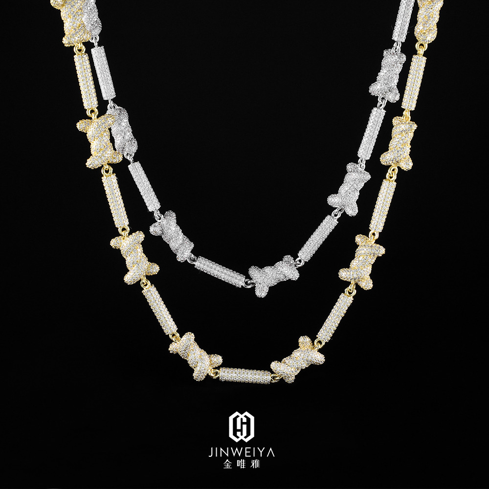 Customized Trend FaMoissaniteory Price Mens Hip Hop Link Chain Necklace 925 Sterling Silver 18K 14K Gold Plated Moissanite Ice Out Diamond