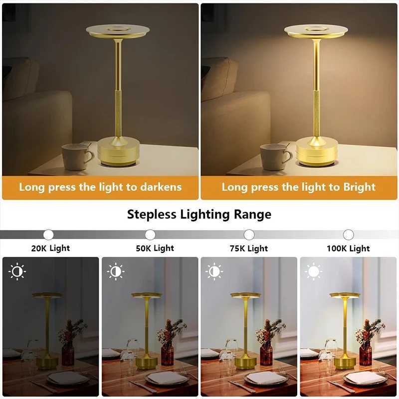 Suitable for restaurantsbarsfamiliescourtyardsoffices 2piece portable LED UFO desk lamp rechargeable 3color stepless dim C251115