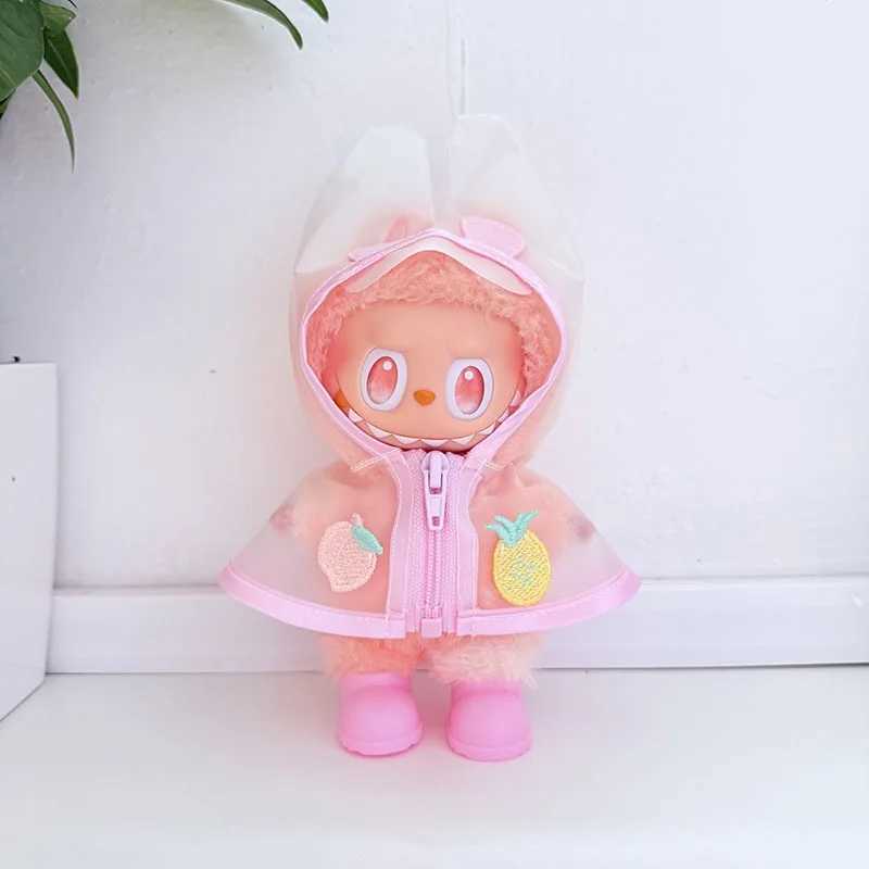 For Labubu Clothes 17cm Candy Color Transparent Raincoat Set with Pendant Cute Doll Changeable Outfit C250924