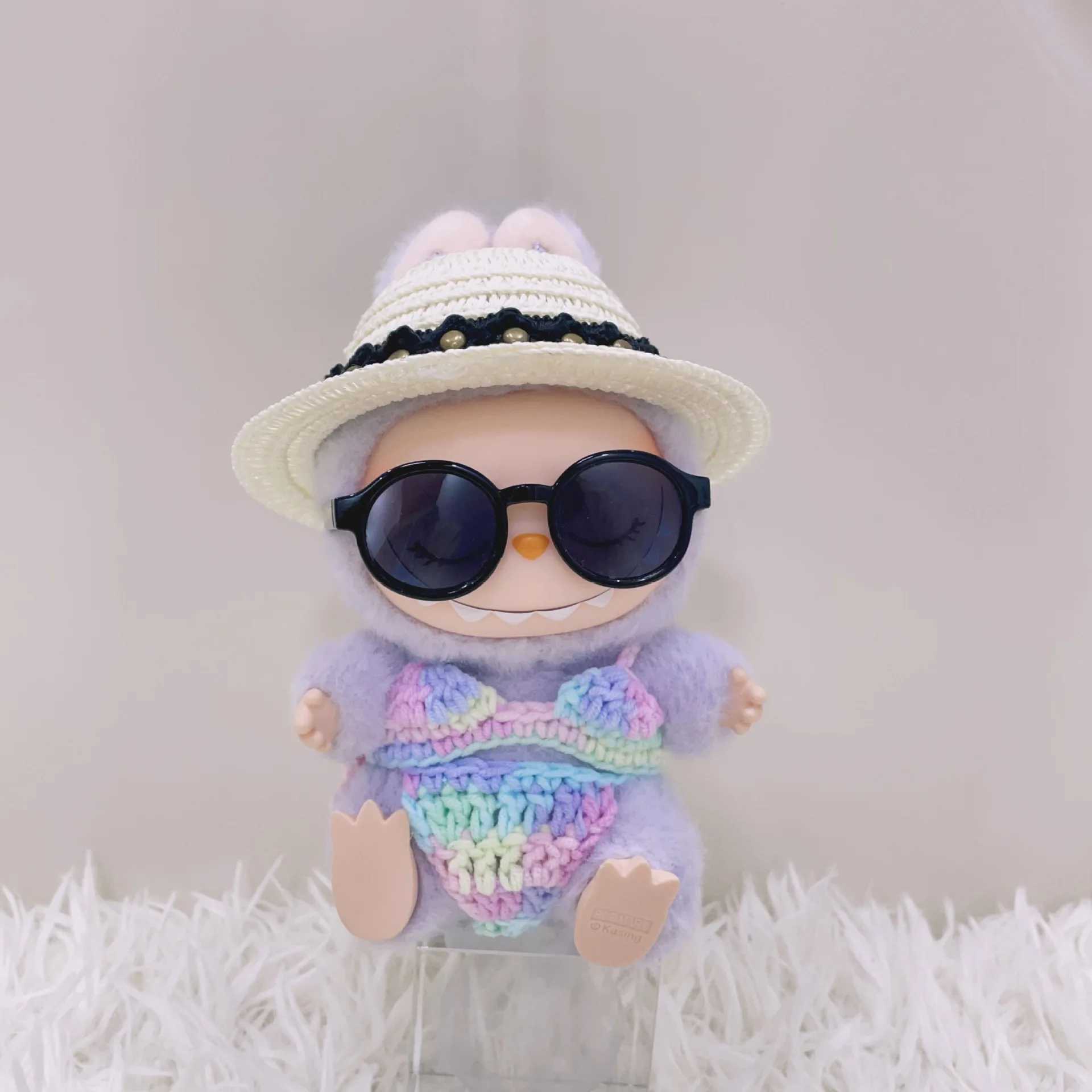 Cute Plush Dolls Clothing for Labubu Mermaid Dress Sets Hand Knitted Skirt Flower Crown Headwear Clothing Accessoy Gifts C250924