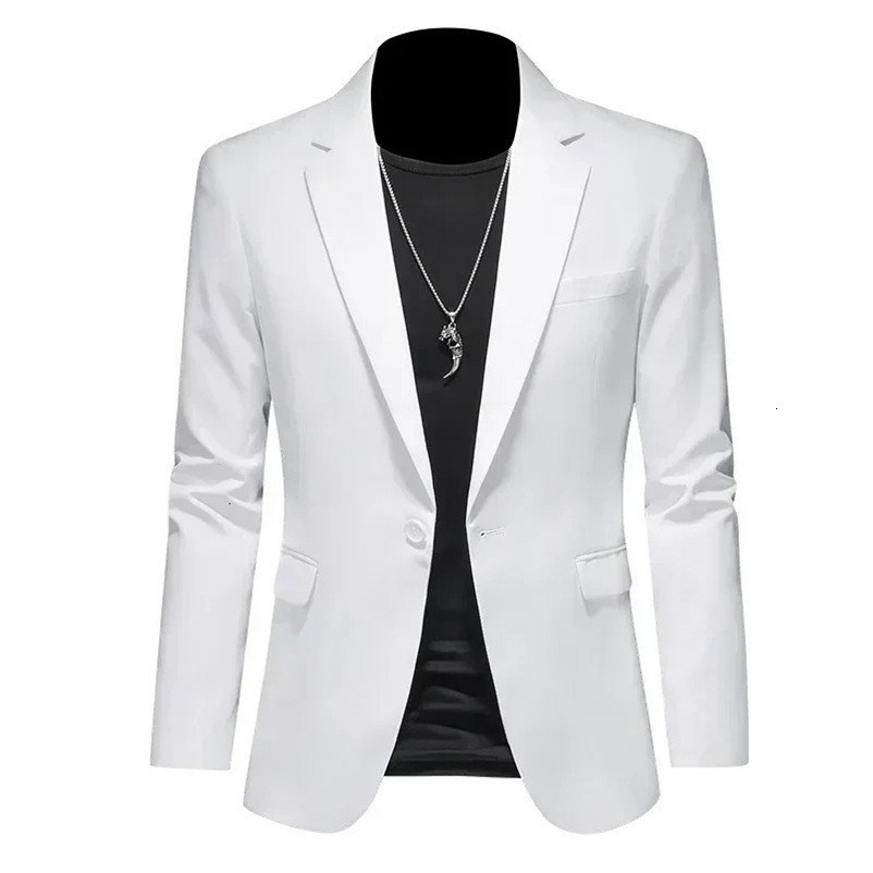 Fashion Mens Business Casual Blazer Black White Red Green Solid Color Slim Fit Jacket Wedding Groom Party Suit Coat M-6XL 240126