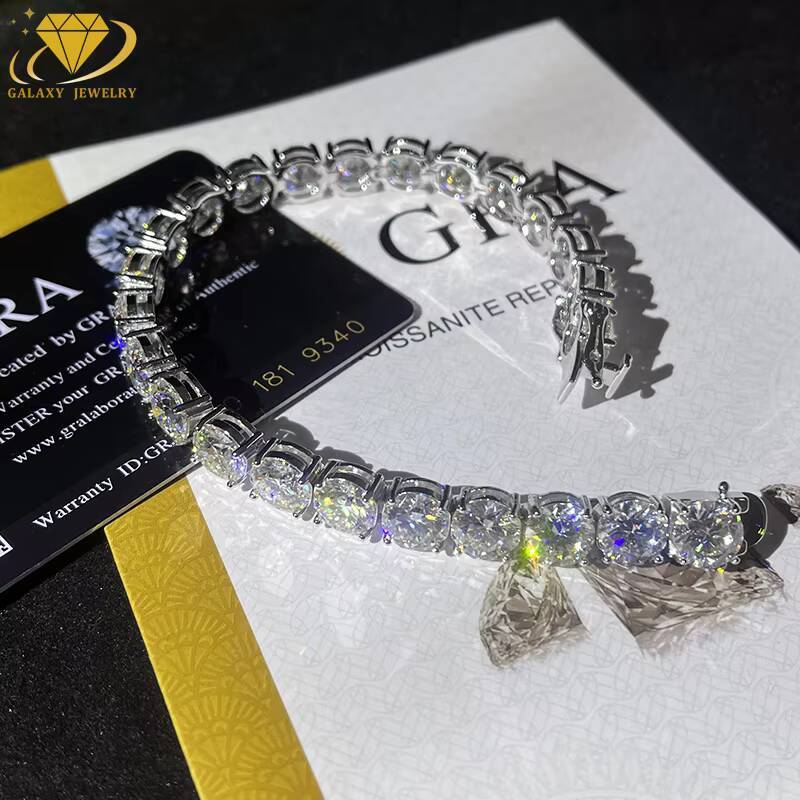 8MM Fashion Jewelry GRA Certified Lab Grown Diamond Tennis Bracelet 925 Sliver D VVS Moissanite Diamond Tennis Chain
