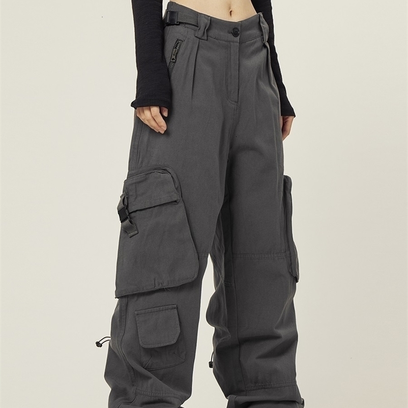 Men's Pants American street multi pocket functional overalls for men and women ins trendy high street minority loose wide leg casual 230327