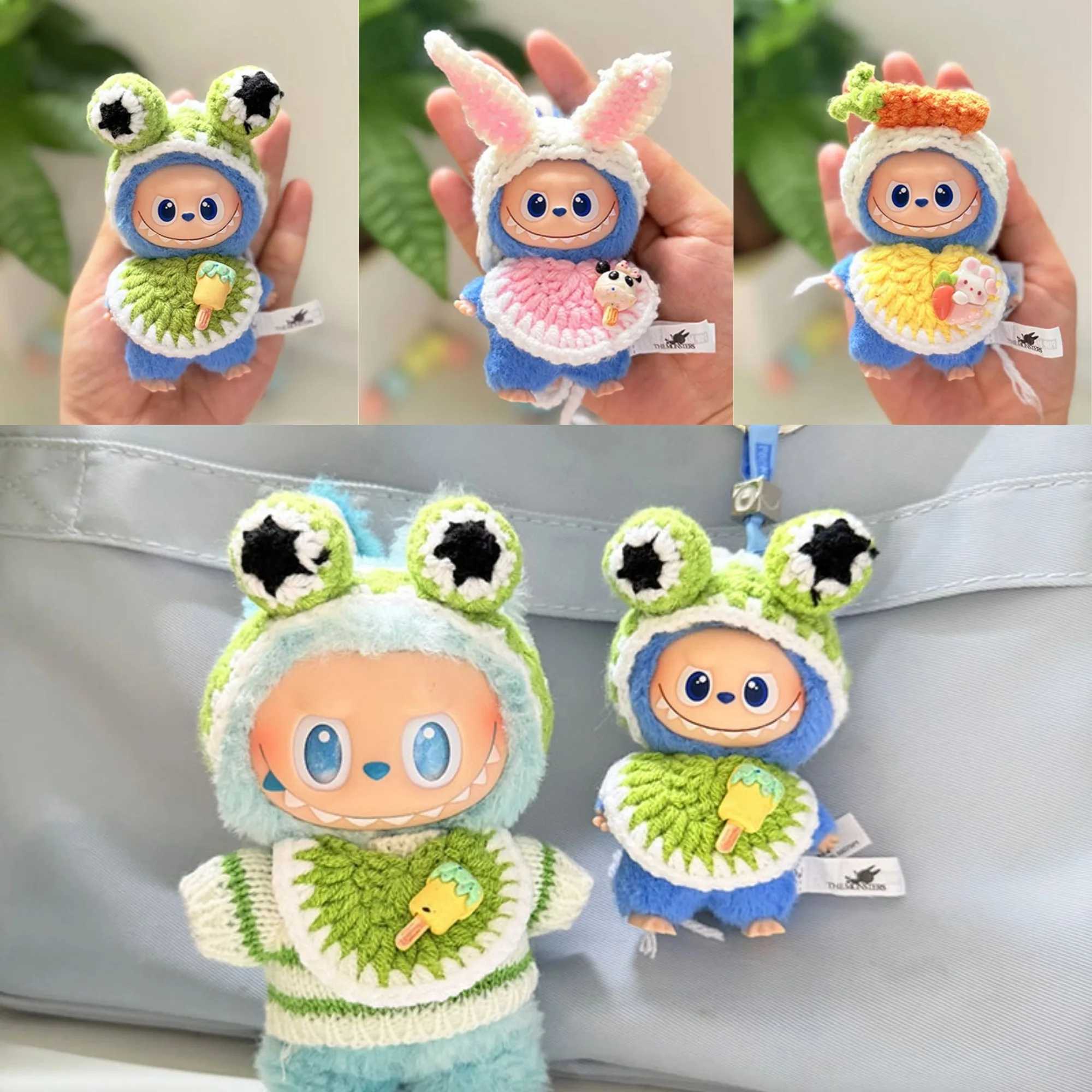 10cm Mini Labubu 40 Doll Clothes 4thGen Carrot Rabbit Frog Headband Drool Bib Clothes for Mini Labubu Accessories C250924
