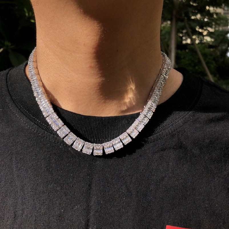 Urban Jewelry Hip Hop Mens Necklace Bling Gold Diamond Tennis Chain