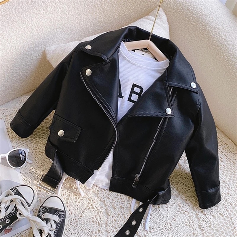 Autumn PU Leather Jackets Spring Kids Boys Girls Classics Handsome Lapel Zipper Outerwear Fly Coats Casual Clothing 1-8 Years 250121
