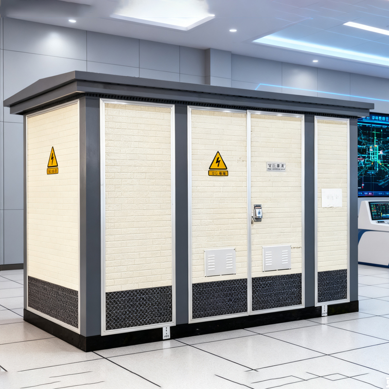 Durable 630kVA Stationary Power Cabinet w/ Transformer & Circuit Protection