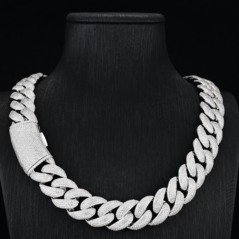 Heavy Duty 18mm 5 Rows VVS Moissanite Cuban Link Chain 925 Silver Material Iced Out Design Hip Hop Cuban Link Chain Men