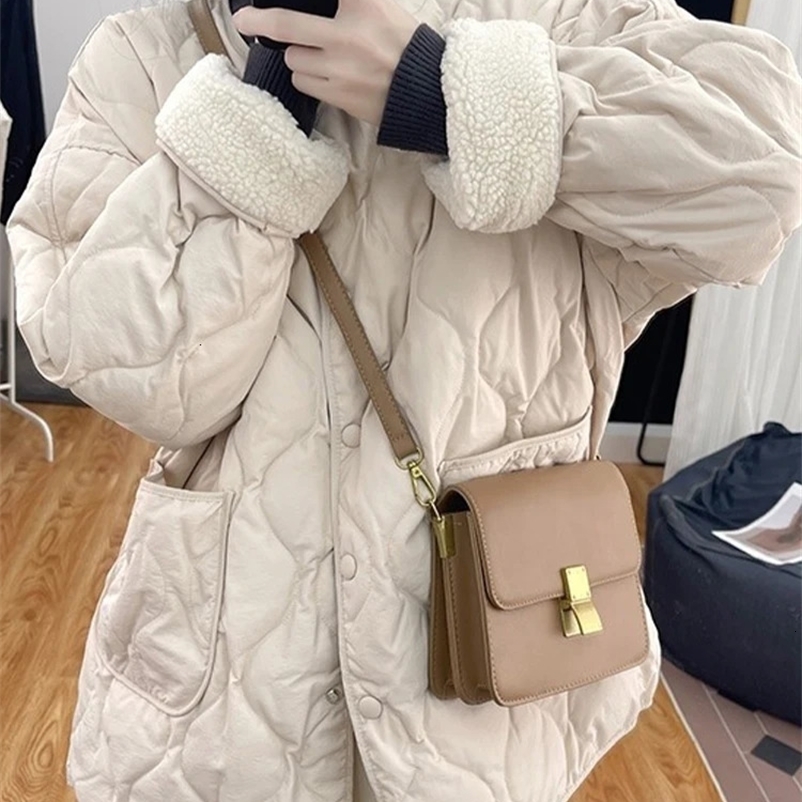 Women's Down Parkas Lambwool Down Coats Women Autumn Winter Thicken Warm Cotton Padded Jackets Korean Fashion Casual Loose Single Breasted Outerw