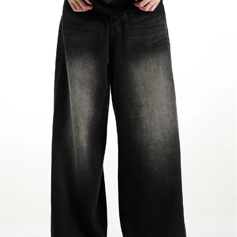Mens Classic American Hip Hop Rap Jeans Wide Leg Teen Jeans Mens Straight Leg Retro Loose Trouser Oversized Jeans 250423