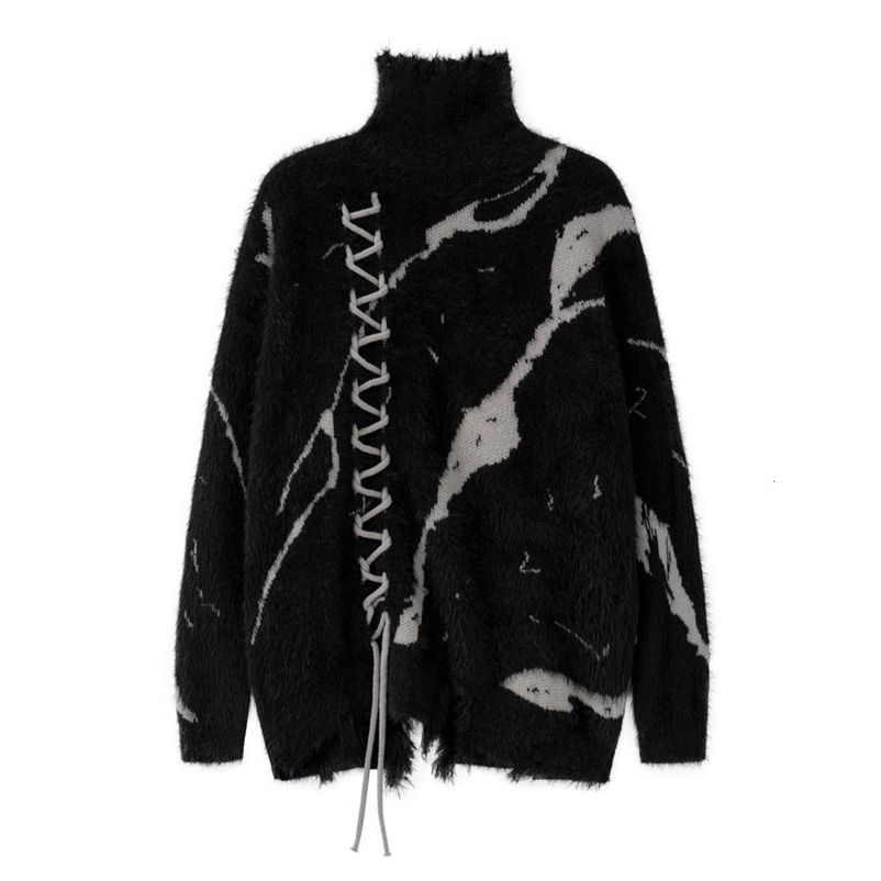 Men's Sweaters Ripped Men's Turtleneck Pullover Thick Sweaters Pull y2k Grunge Clothes Gothic Aesthetic Oversize Sweater Women Winter 230829