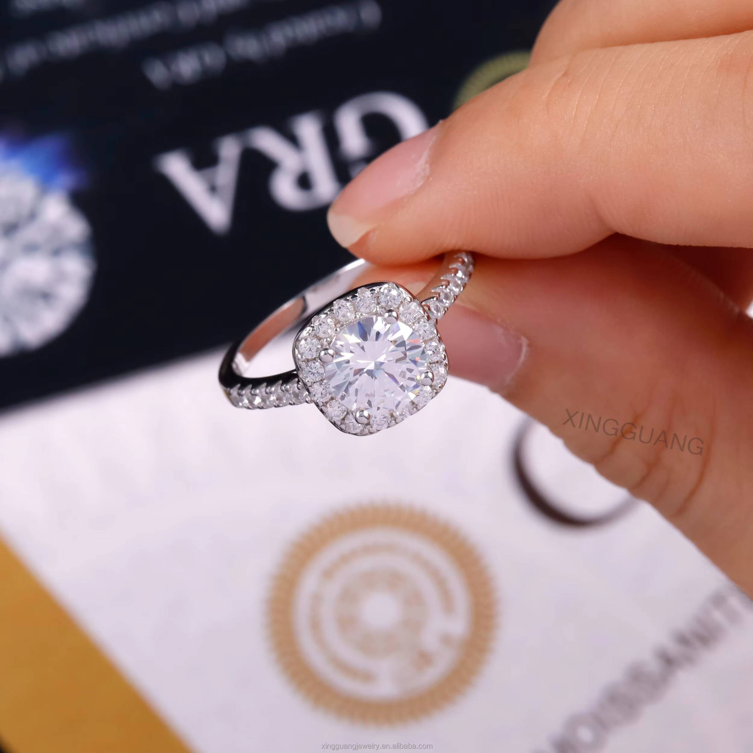 High End 10CT Brilliant Round GRA Moissanite Halo Style 14K 18K White Gold Solid Gold Ring Women Wedding Engagement Jewelry