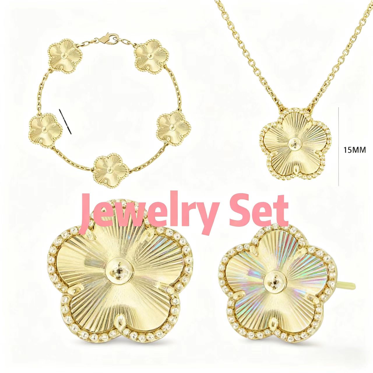luxury jewelry clover bracelet necklace earrings Set Multiple color options Valentine's Day Gift 18K Gold Plated bracelets designer jewelry designer bracelet