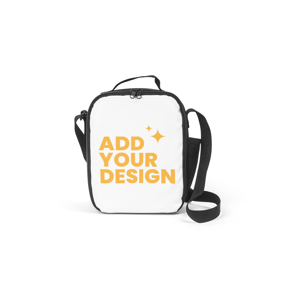 DHgatepod Square Lunch Box Bag with Adjustable Strap - Large Capacity Tote with Inner Tie Belt, Side Mesh Pocket & Zipper Closure