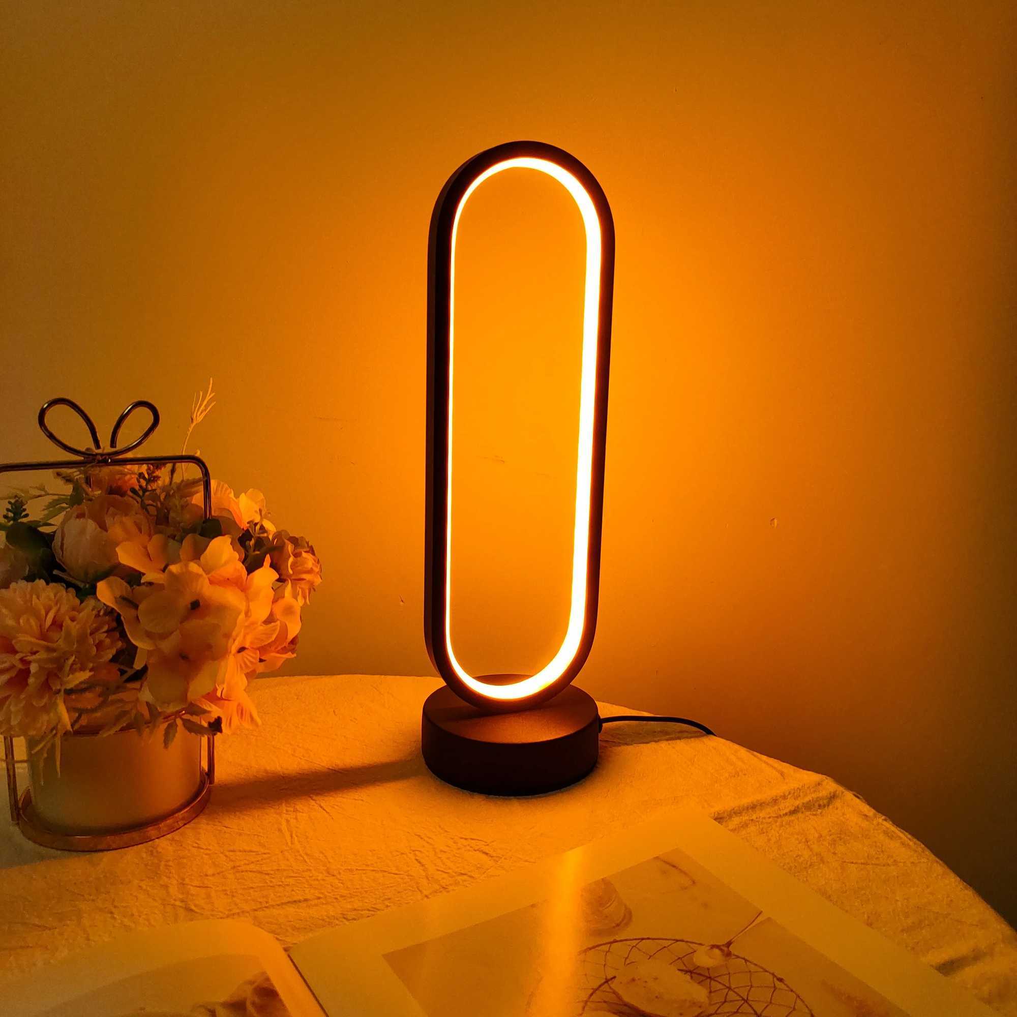 1PC Lamp bedroom Ring Lamp Living Room Threecolor Dimming Bedside Lamp LED Night Light C251115