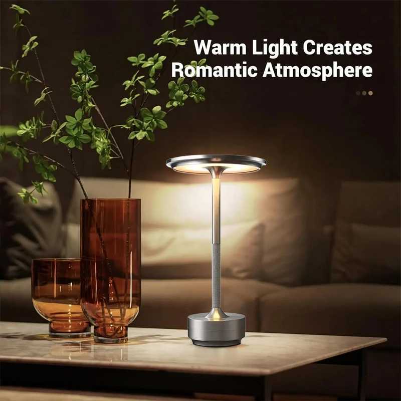 Suitable for restaurantsbarsfamiliescourtyardsoffices 2piece portable LED UFO desk lamp rechargeable 3color stepless dim C251115