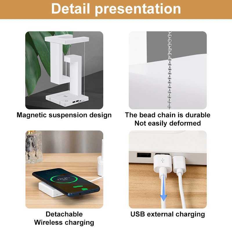 INS LED Night Light AntiGravity Physics Balance Suspension Table Desk Lamp Phone Wireless Charger Home Decor Bedside Lighting C251115