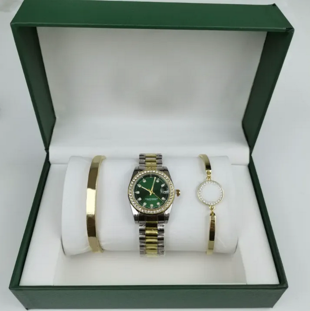 3pcs Set Watch Luxury Designer 2025 High quality Women Pink Dial Hollow Strap Fashion Gold Bracelet Quartz Wristwatch Student Ladies Watches Reloj Mujer With Box