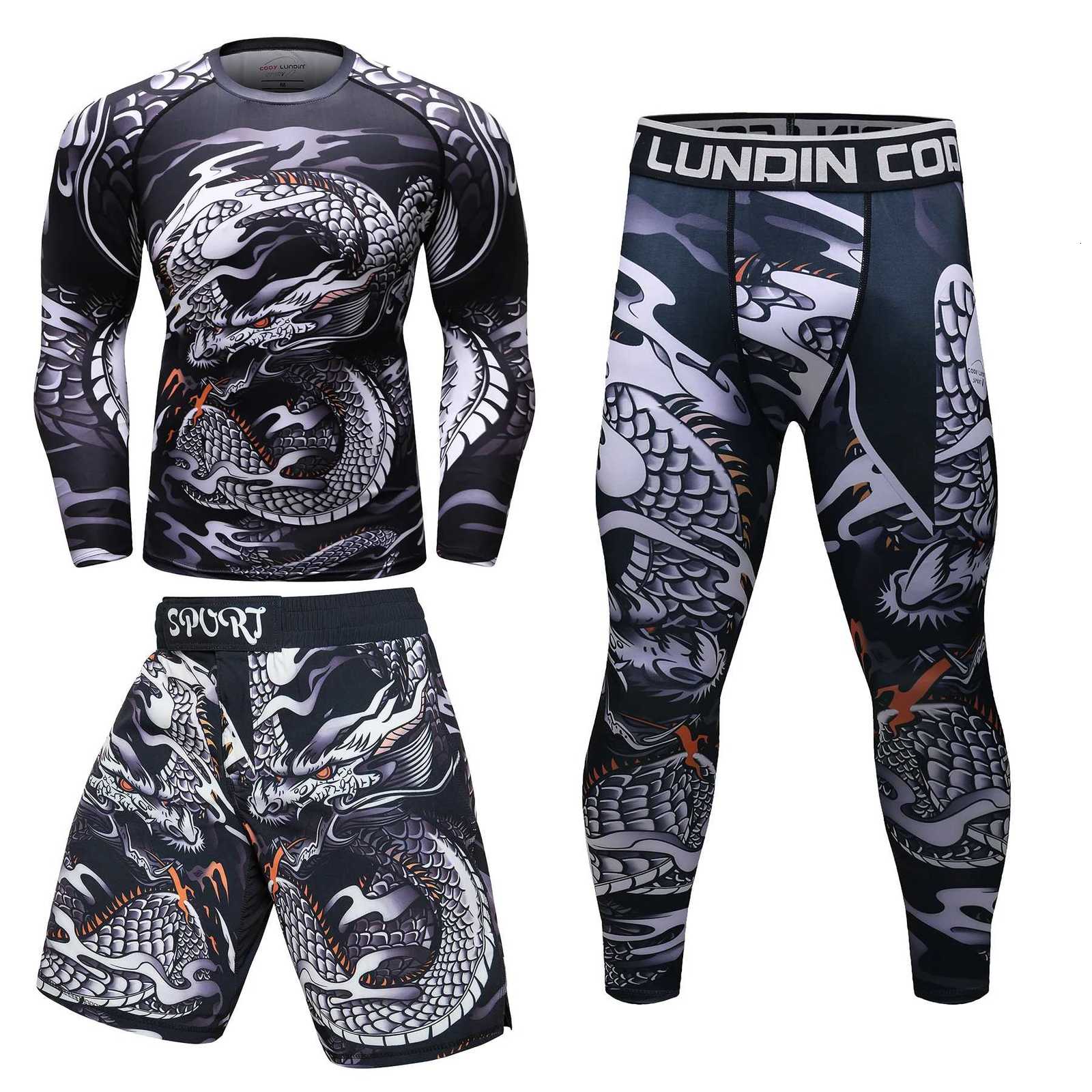 Cody Lundin Rash Guard Sportsuit MMA Tshirt Pants MMA Shorts 4PCS Brazilian Jiu Jitsu Bjj Boxing Grappling Set For Men X250924