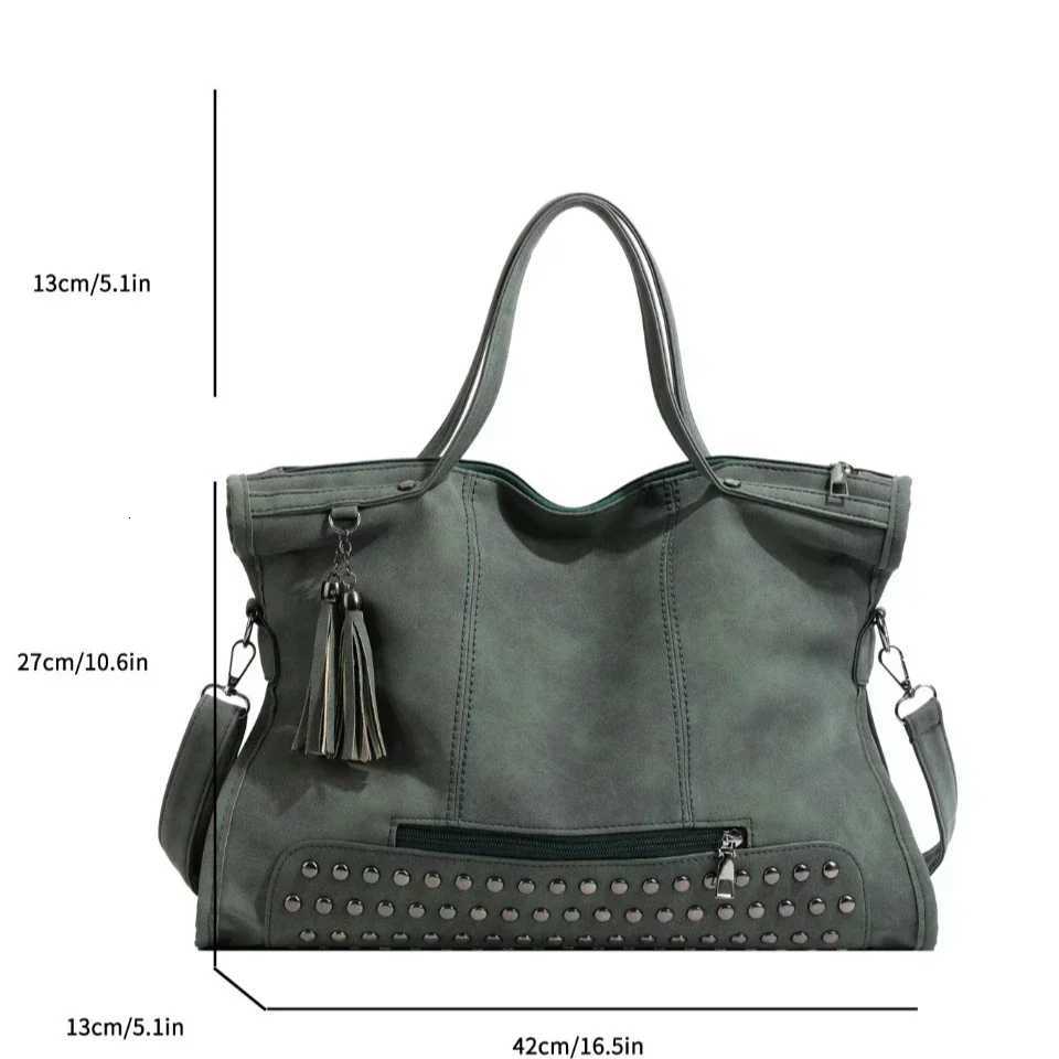 Women Luxury Designer Rivet Large Handbag Quality Leather Shoulder Bags Totes Purse Casual Big Bag Female Crossbody Bags Sac W250924