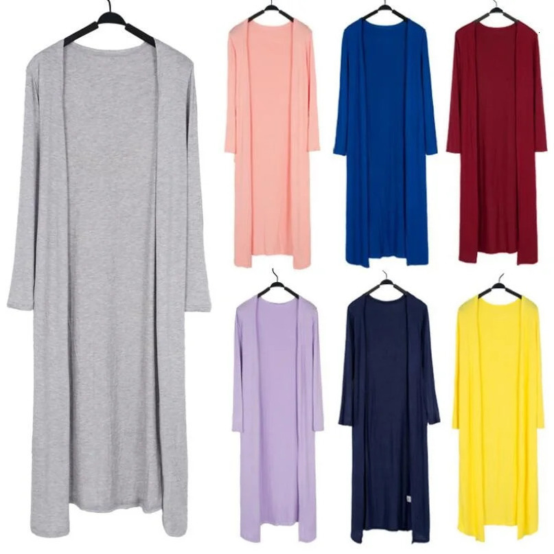 Summer Autumn 12 Colors Women Modal Long Cardigan Female Cotton Sweater Cardigans Sleeve Casual Coat Ladies Outerwear 240617