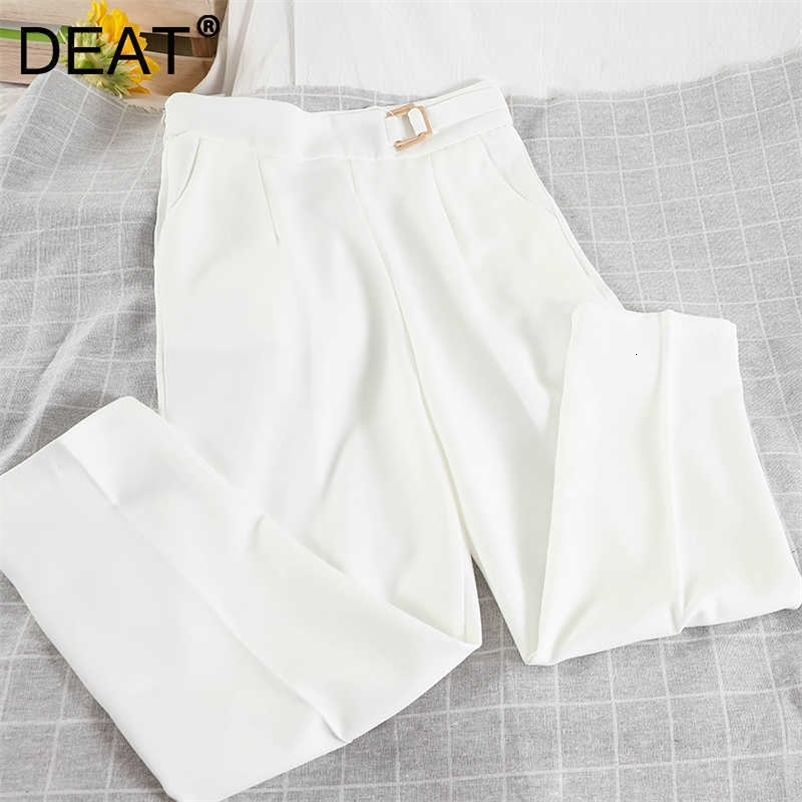 DEAT Lady Spring Autumn Arrivals Solid Color Loose High Waist Temperament Fashion Women Harem Pants MZ979 210709