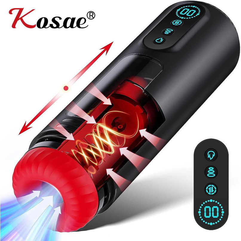 LCD Heating Automatic Male Masturbator Cup Penis Pump with 9 Sucking Thrusting Blowjob Machine Sex Toy for Men 240423