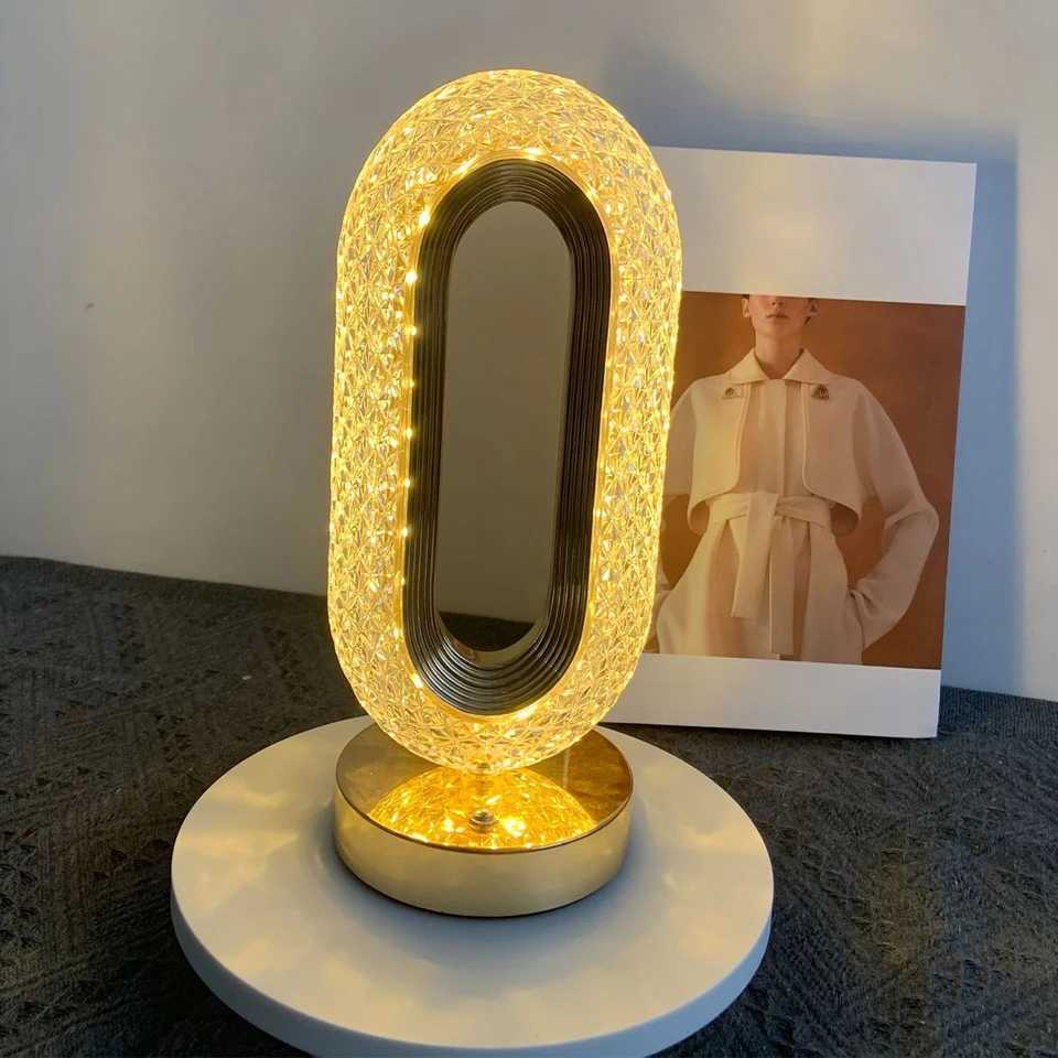 Crystal Oval Table Lamp led small night light street diy Snowy Flowing Hemp snow nightlight convenientlight bedroomgirllight C251115