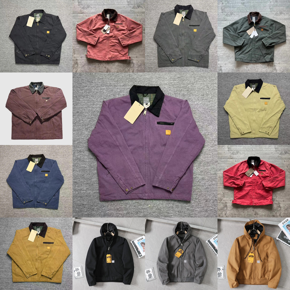 Carharrtly hoodies High Quality Designer Men Jacket Vintage Washed Canvas Fashion Brand Detroit Casual Loose Outwear Coats Work Clothes Carrharts hoodies a3