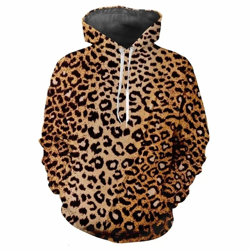 Leopard Stripe Hoodie Pullover Long Sleeves Loose Sweatershirt 3D printed Autumn Fashion Trend Clothes Street Cool Hooded Hoodie 241214