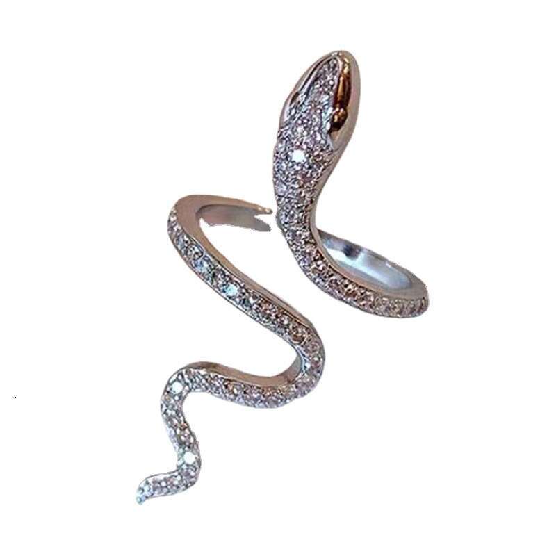 Micro Pave Zircon Wrapped Snake Minimalist Fashion Personality Niche Design Index Finger Women's Decorative Ring