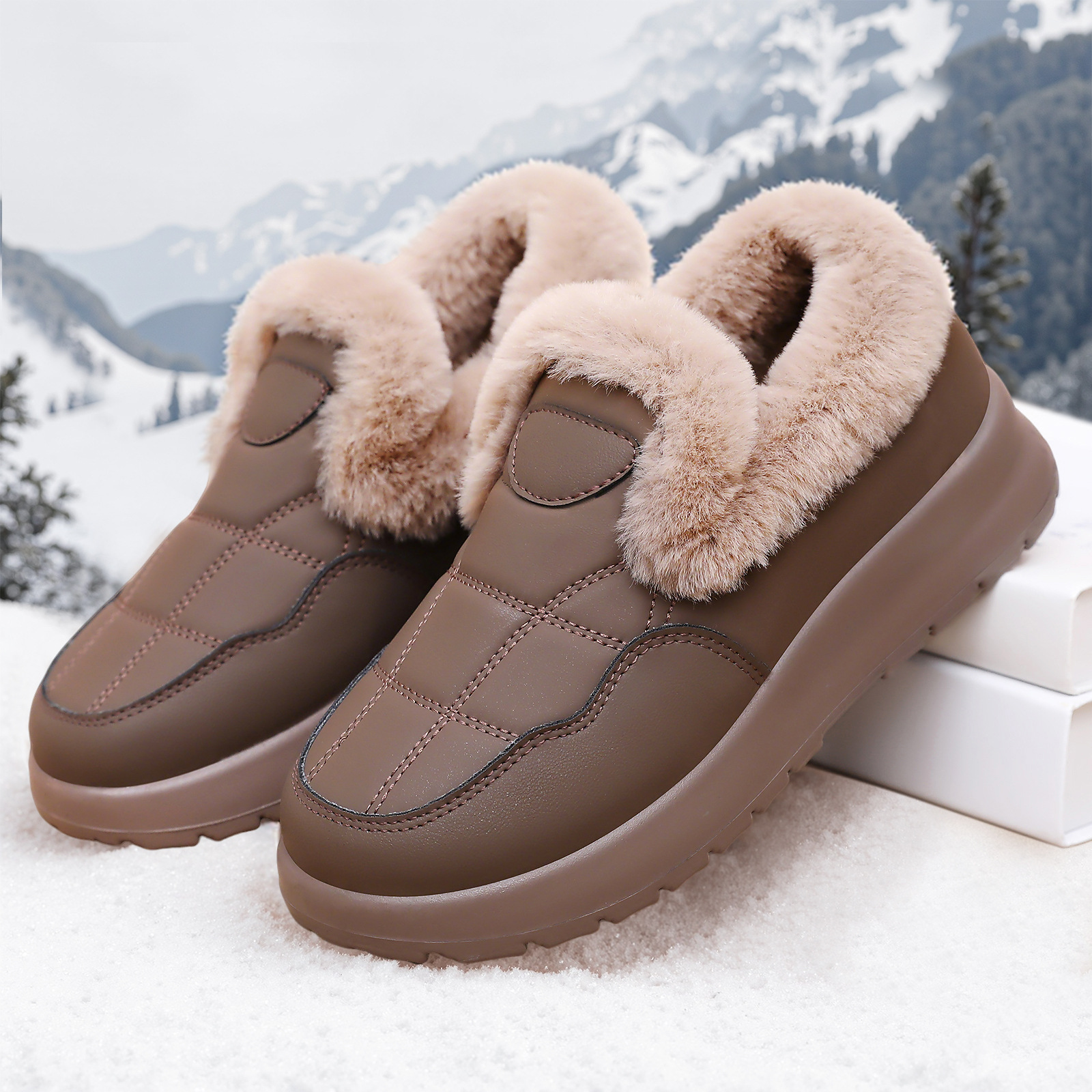 Women's free shipping Winter Fleece-Lined Snow Luxury shoes Hot Boots - Slip-On Cotton Fashion Thickened, Warm Fashionable free shipping