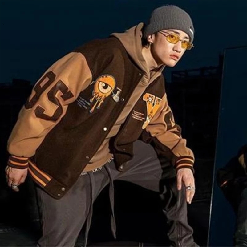 American Retro Baseball Uniform Jacket Men And Women Street Flocking Embroidery Casual Couple Jacket Vintage y2k Clothes 240717