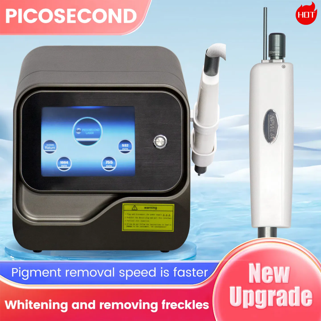 Professional Picosecond Laser Machine 755nm 1064nm 532nm 1320nm Nd Yag Q Switch Tattoo Removal And Eyebrow Removal