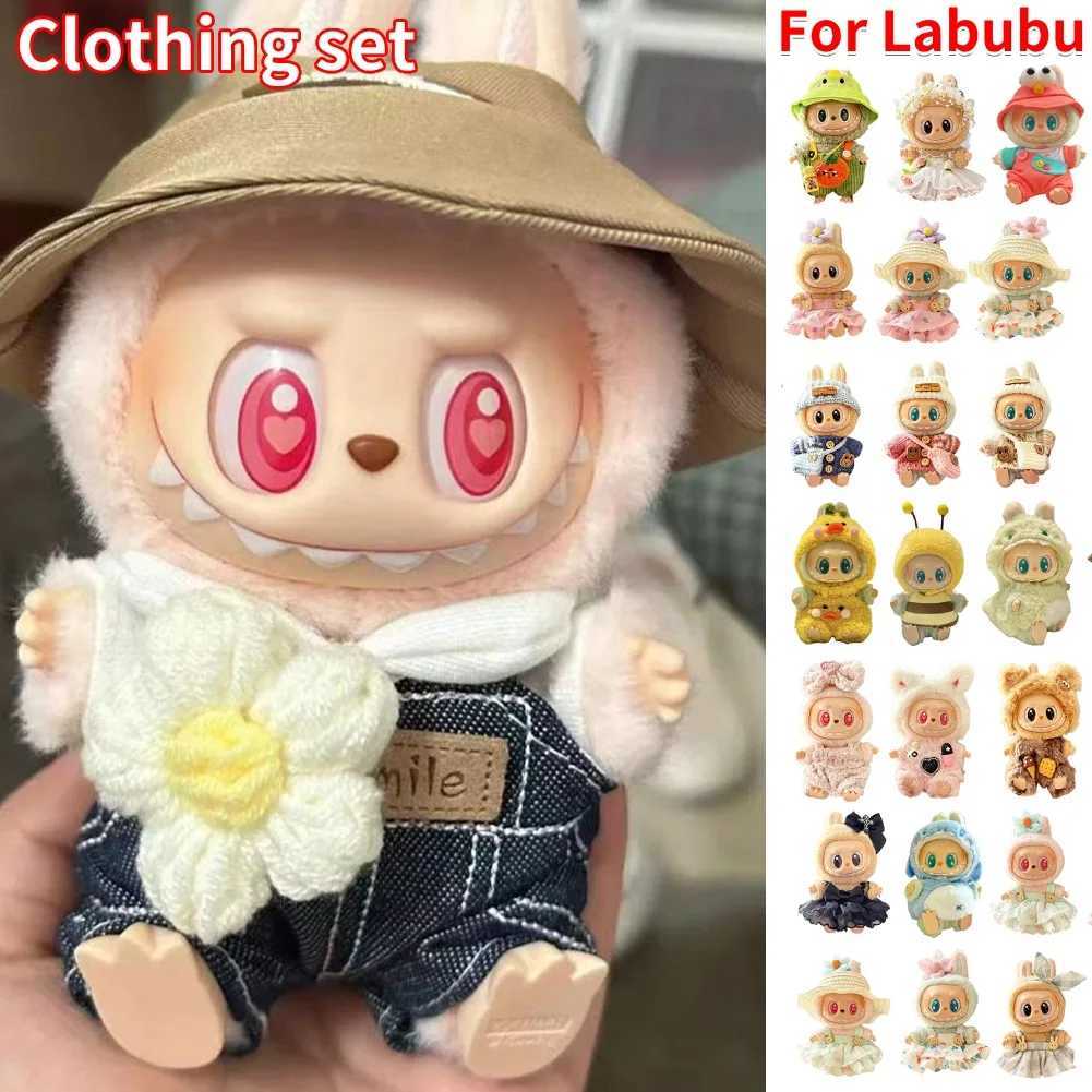1517 cm For Labubu v1v2 Clothes outfit For Labubu Sitting Party Bear Label Scarf Hat Bag Dolls Accessories Cute Decoration C250924
