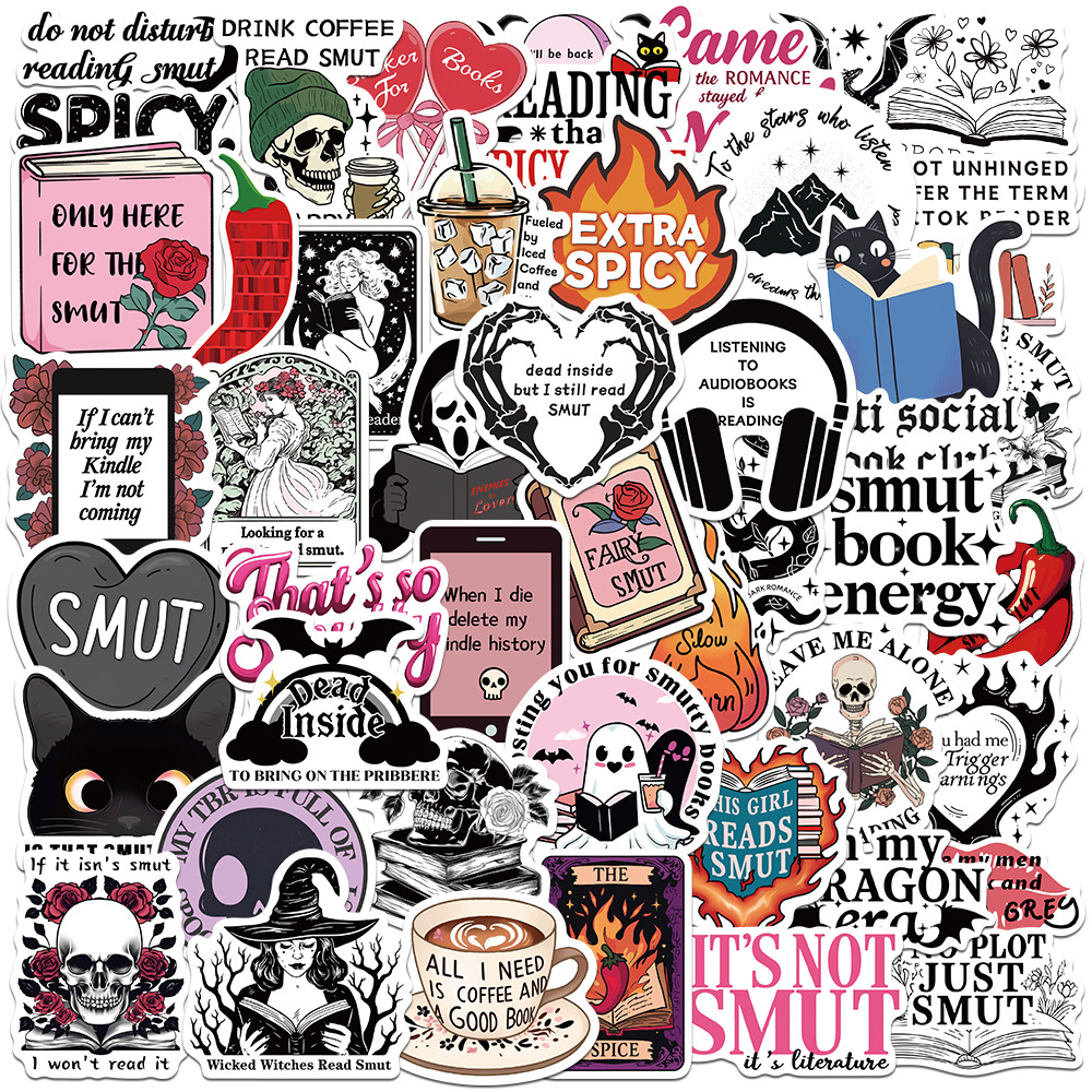 50 Smut Bookish Stickers DIY Luggage Mobile Phone Water Cup Scooter Decorative Stickers