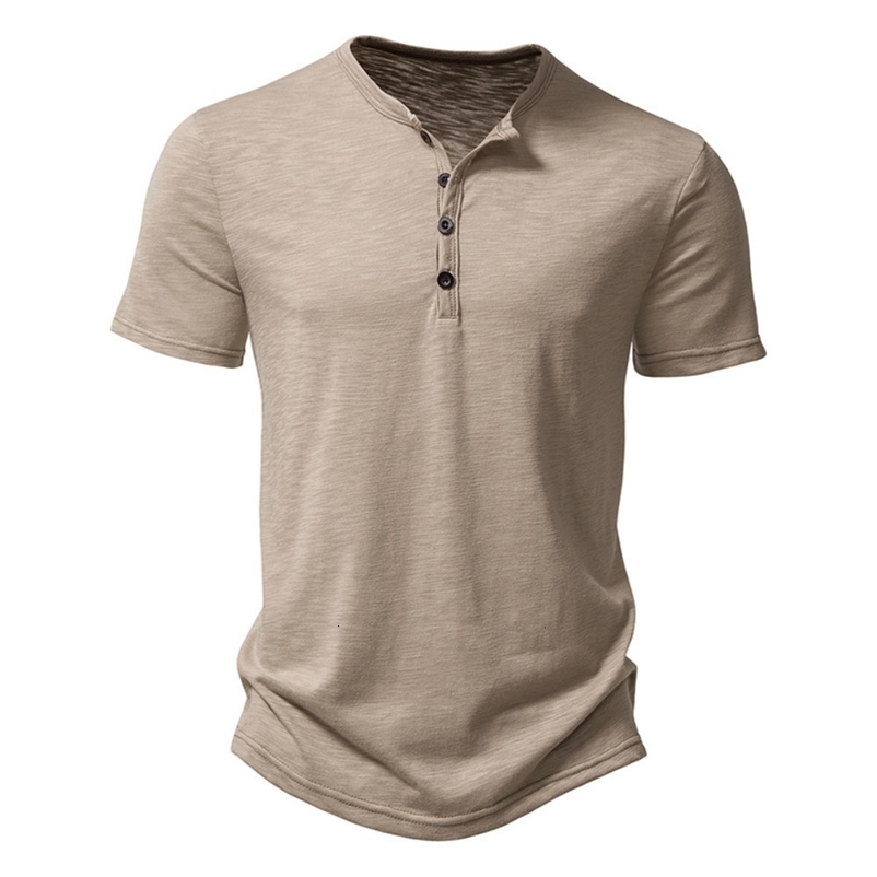 Men's T-Shirts Henry Round Neck Summer Men's Casual Solid Short Sleeve Men's Polo Men's High Quality Men's T-shirt 230410