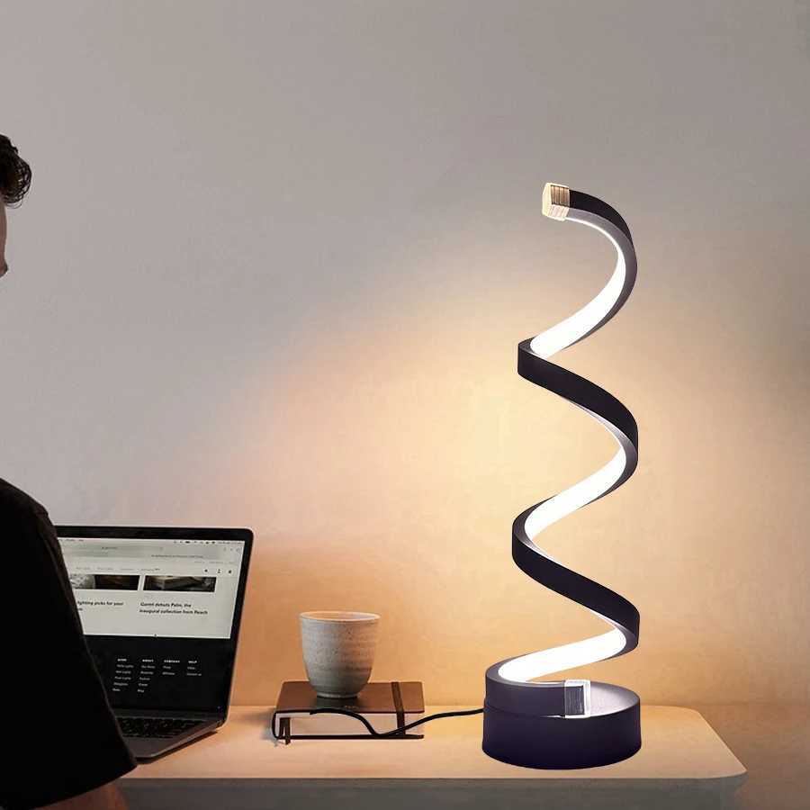 1pcs bedroom bedside lamp 3way dimmable touch light USB power supply modern simple dimmable spiral bedside lamp C251115
