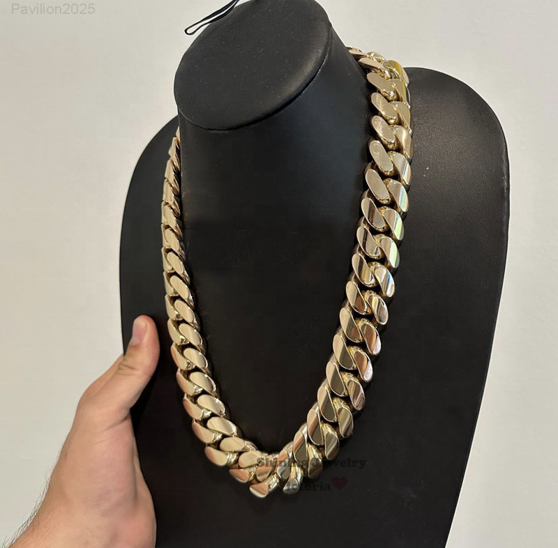 Hip Hop Jewelry Men Rapper Chain 20MM 22 500G Thick 14K Gold Plating 925 Silver Cuban Chain