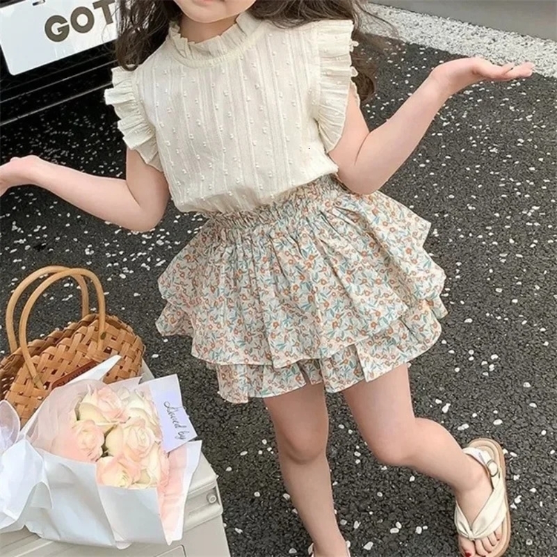 Girls Suit Summer Childrens Dress Baby Girl Fashionable Childrens TopSkirt Two-Piece Set 250526