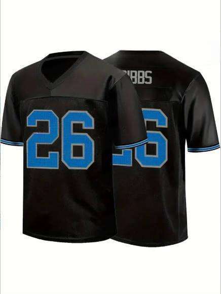 2025 New 26 Jahmyr Gibbs Comfy V-Neck Jersey Black Mesh Embroidery for Training and Competition Breathable Moisture-Wicking American Football Shirt Fr