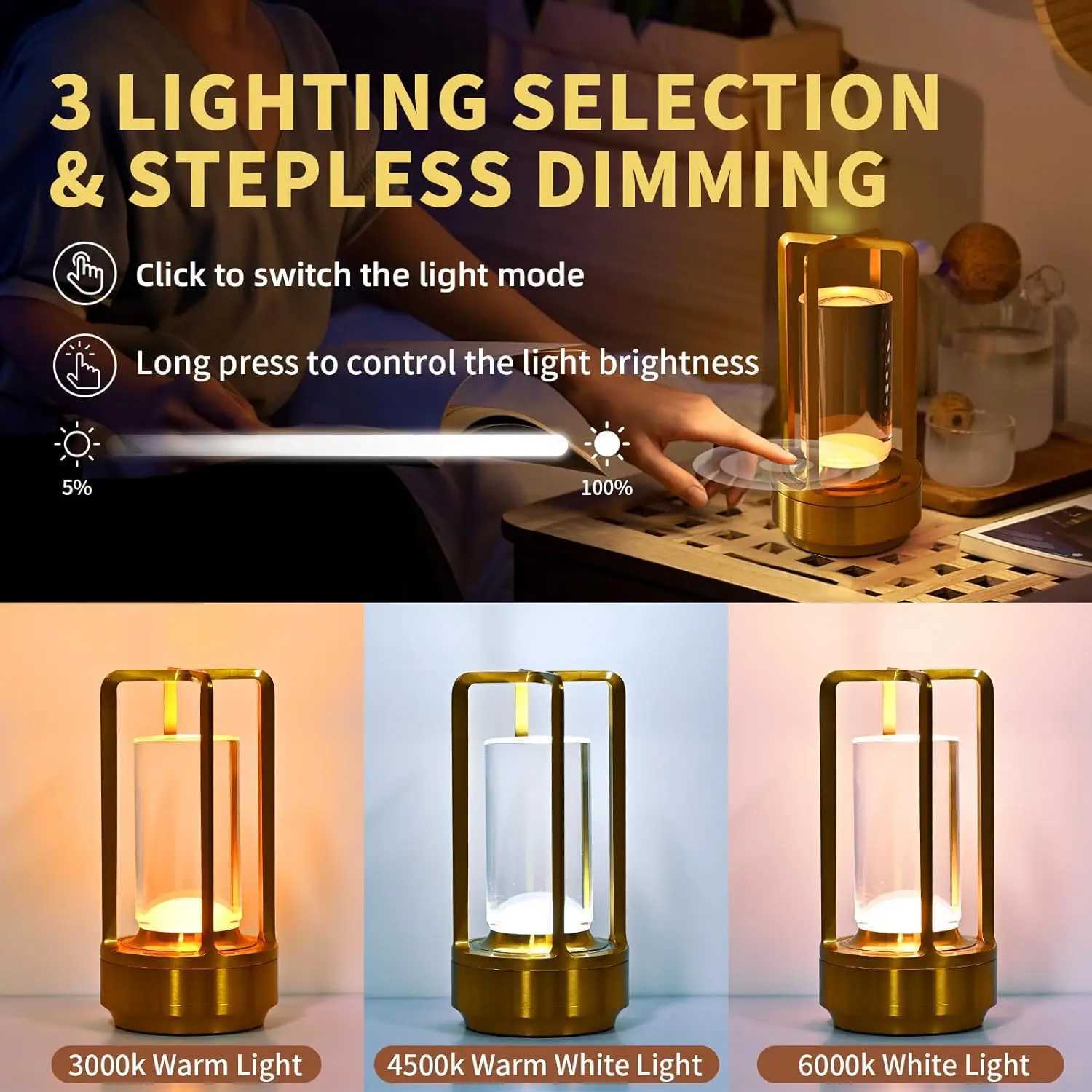 LED Cordless Table Lamp Retro Bar Metal Desk Lamps Rechargeable Touch Dimming Night Light Restaurant Bedroom Home Outdoor Decor C251115