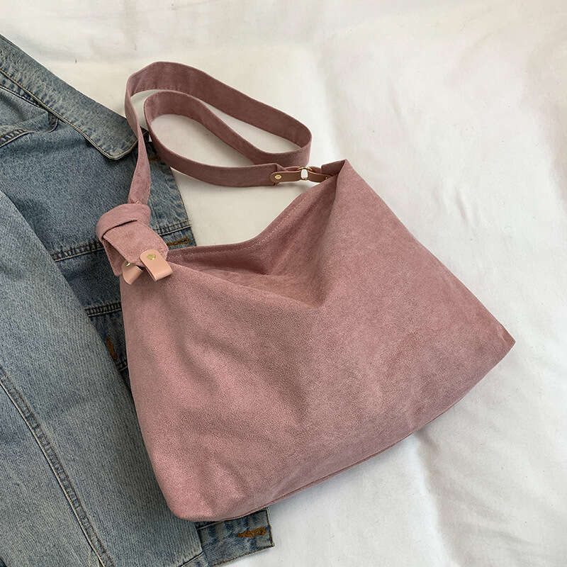 2024 New Fashion Versatile Single Shoulder Tote Relaxed Large Capacity Lazy Style Suede Pillow Bag