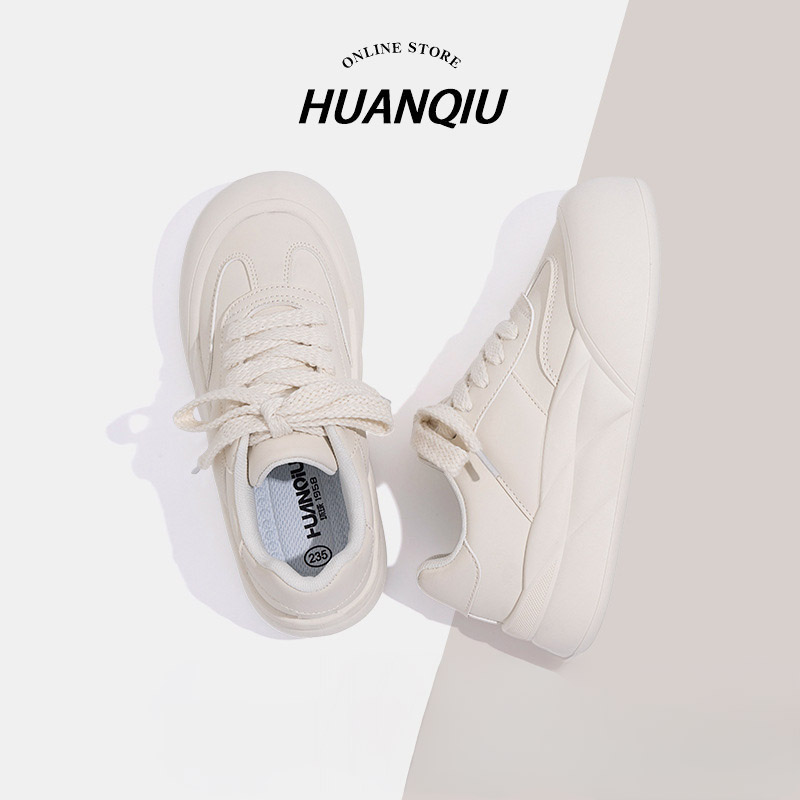 HUAN QIU Free shipping Designer Casual Shoes Women thick soled versatile board shoes casual white shoes